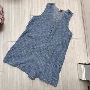 Tuckernuck Light Blue chambray pin dot Textured Sleeveless romper